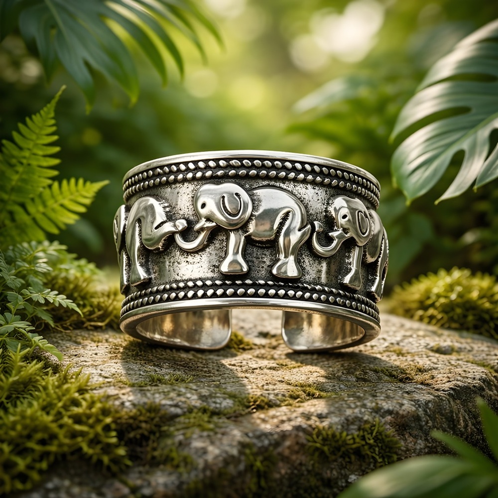 *NEW* 925 Silver Wide Elephant Band Ring